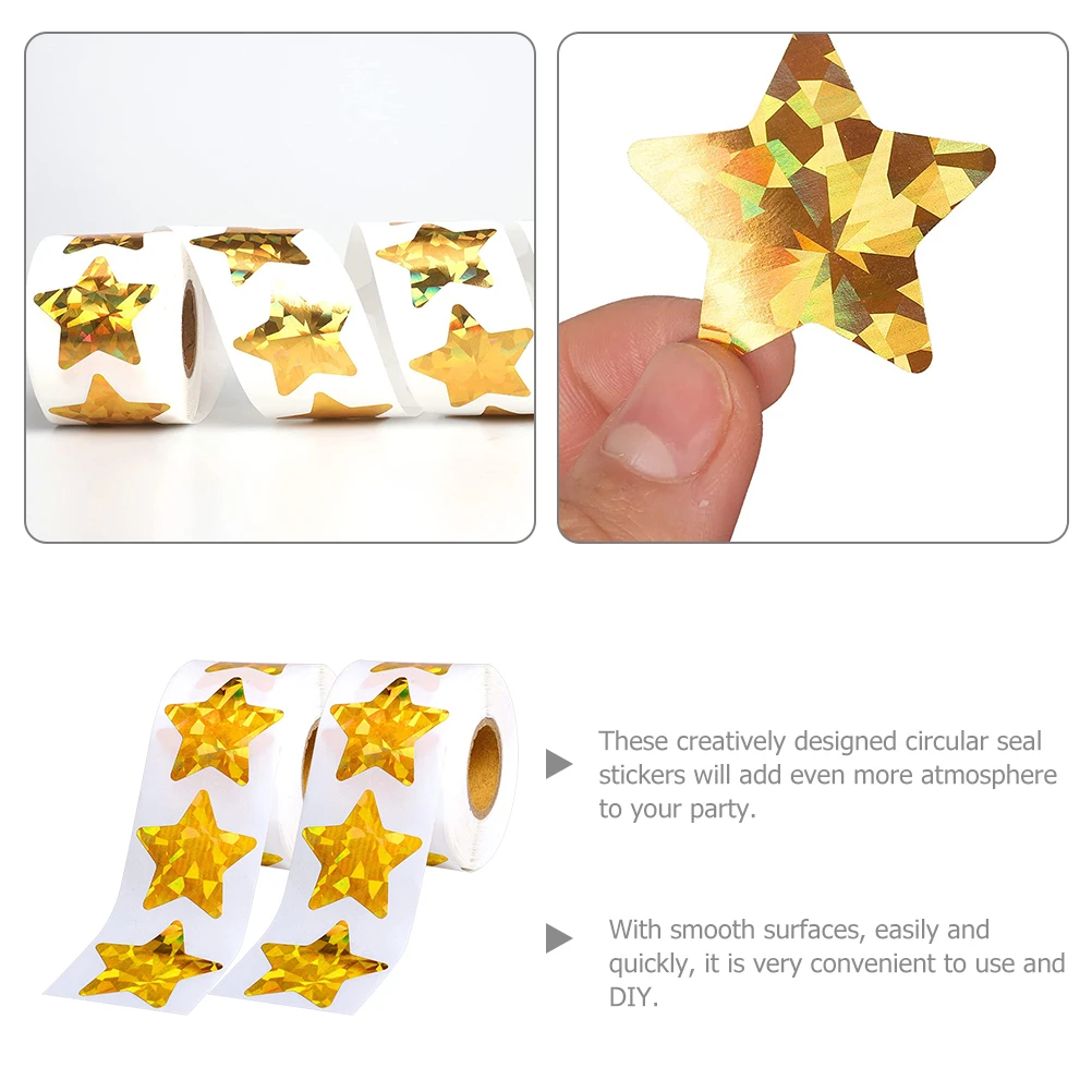 

2 Rolls 15mm Star Sealing Stickers Decorative Labels for DIY Crafts Gifts Baking Wedding Party Supplies Household