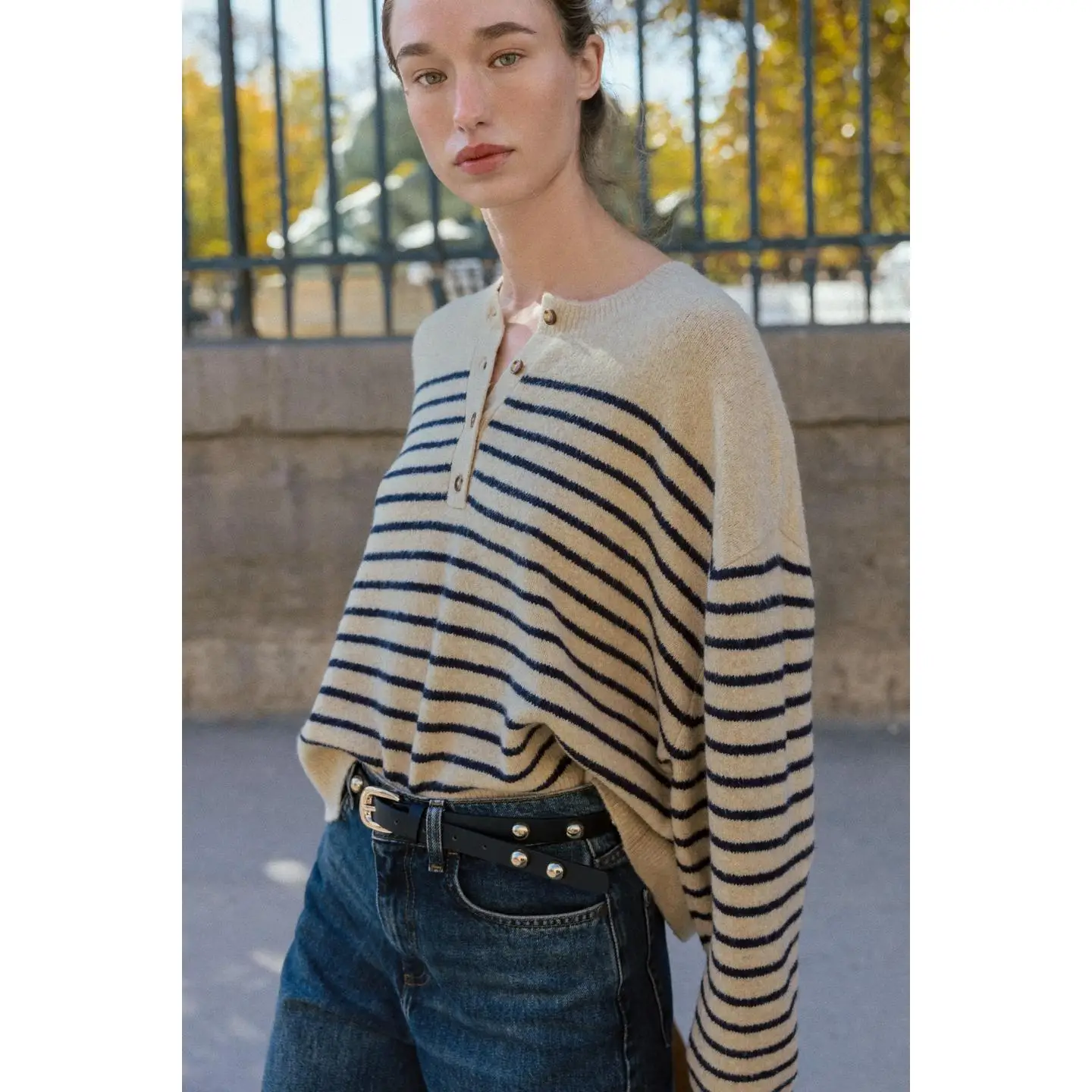 

Модный длинный све в полоску в стиле ретро, круглый трикотаж Ne, цвет блузки, ранняя осень, повседневная женская внутренняя одежда, европейский сле