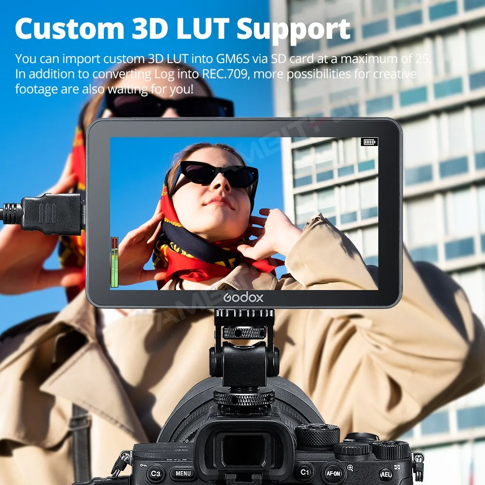 

Godox GM6S 5.5 Inch DSLR Camera Field Monitor 4K HDMI with 3D LUT Touch Screen IPS Panel FHD 1920x1080 Resolution and Ultra B