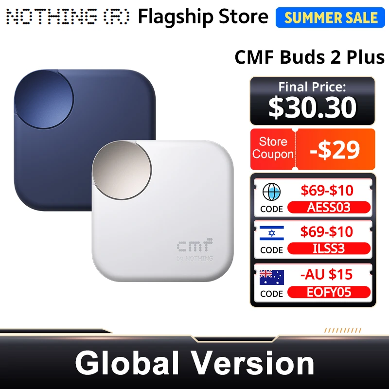 Audífonos Nothing Buds 2 Plus CMF, Versión Global, Cancelación de Ruido Híbrida de 50dB, Batería de Larga Duración, Audio de Alta Resolución, IP55, Compatibles con Bluetooth