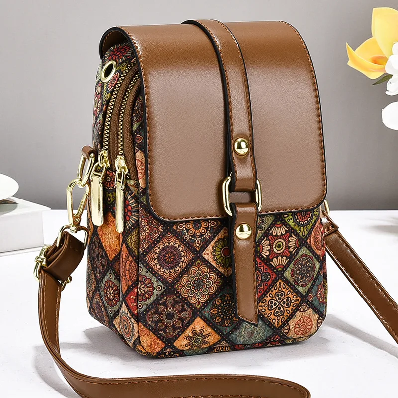 

Retro Floral Women's Mini Shoulder Crossbody Bag, Mobile Phone Change Storage Bag