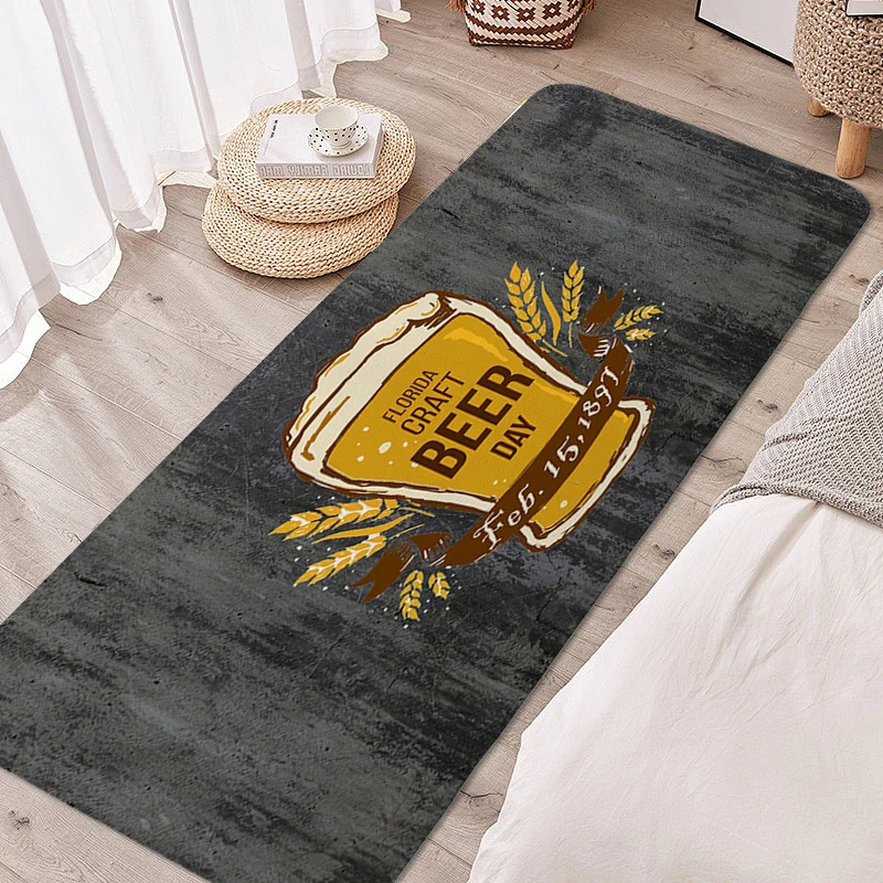 Non-slip Foot Mat Beer Room Decorating Items Carpet for Kitchen Floor Hallway Treadmill Living Room Flannel Bathmat Custom Rug