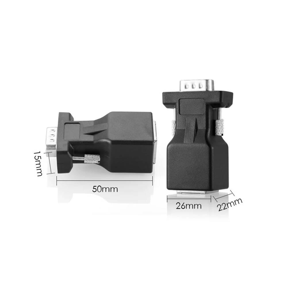 

2 Pcs Vga Adapter Cable Network Extension Amplifier Extender Head Computer Extra Converter Black