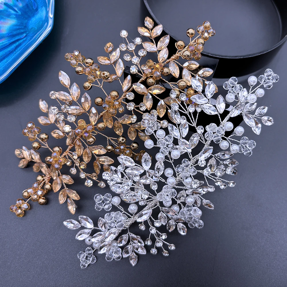 DZ276 Rhinestone Bridal Jewelry Wedding Headband Tiara Champagne Crystal Hairband Colorful Women Party headpieces Red Headpiece image 2