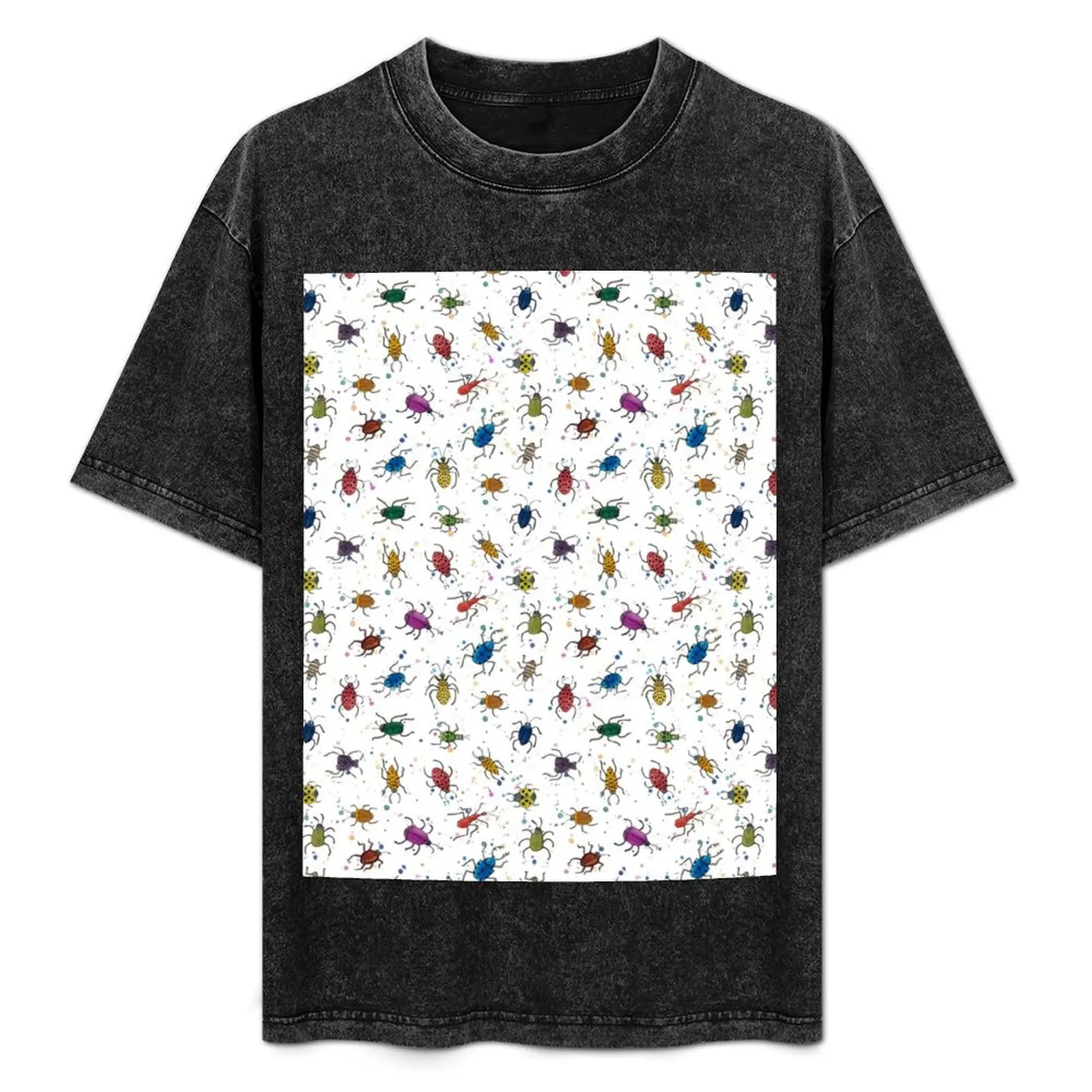 Watercolour Doodlebugs - insectos sobre fondo blanco - patrón de insectos en acuarela de Cecca Designs - Camiseta antiarrugas de manga corta
