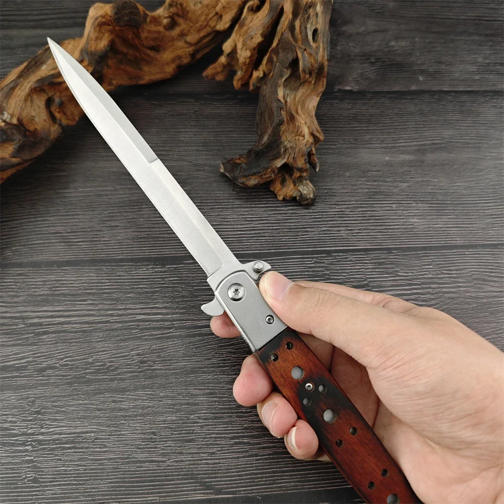 Hunter Hand Tools Assisted Opening 440C Steel Knife Colored Wood Handle Outdoor Bush Knife Tactical Rescue Survival EDC Tools