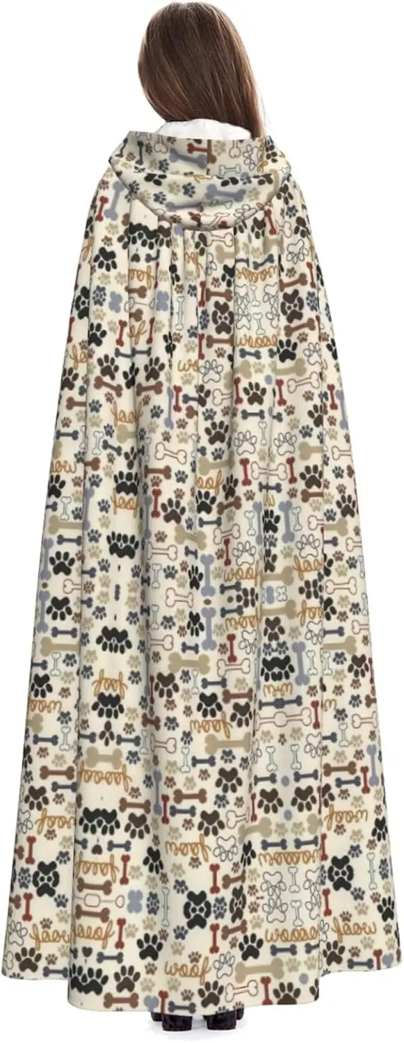 Hundeknochen Pfotenabdruck Erwachsener Kapuzenumhang Karneval Festival Umhang Cosplay Robe Kostüm Party Gothic Karneval