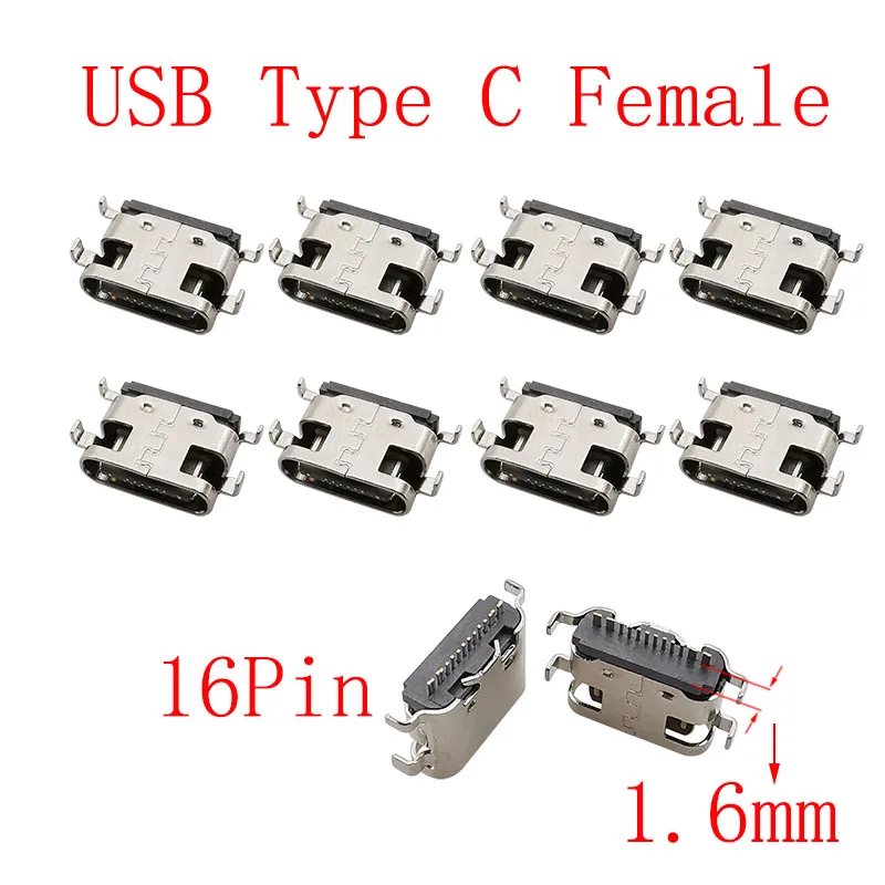 10Pcs USB Typ C 2/6/16/24 Pin Stecker Weibliche Jack Lade Port SMD SMT PCB Solder DIY Reparatur USB-C Typ-C Buchse Anschlüsse