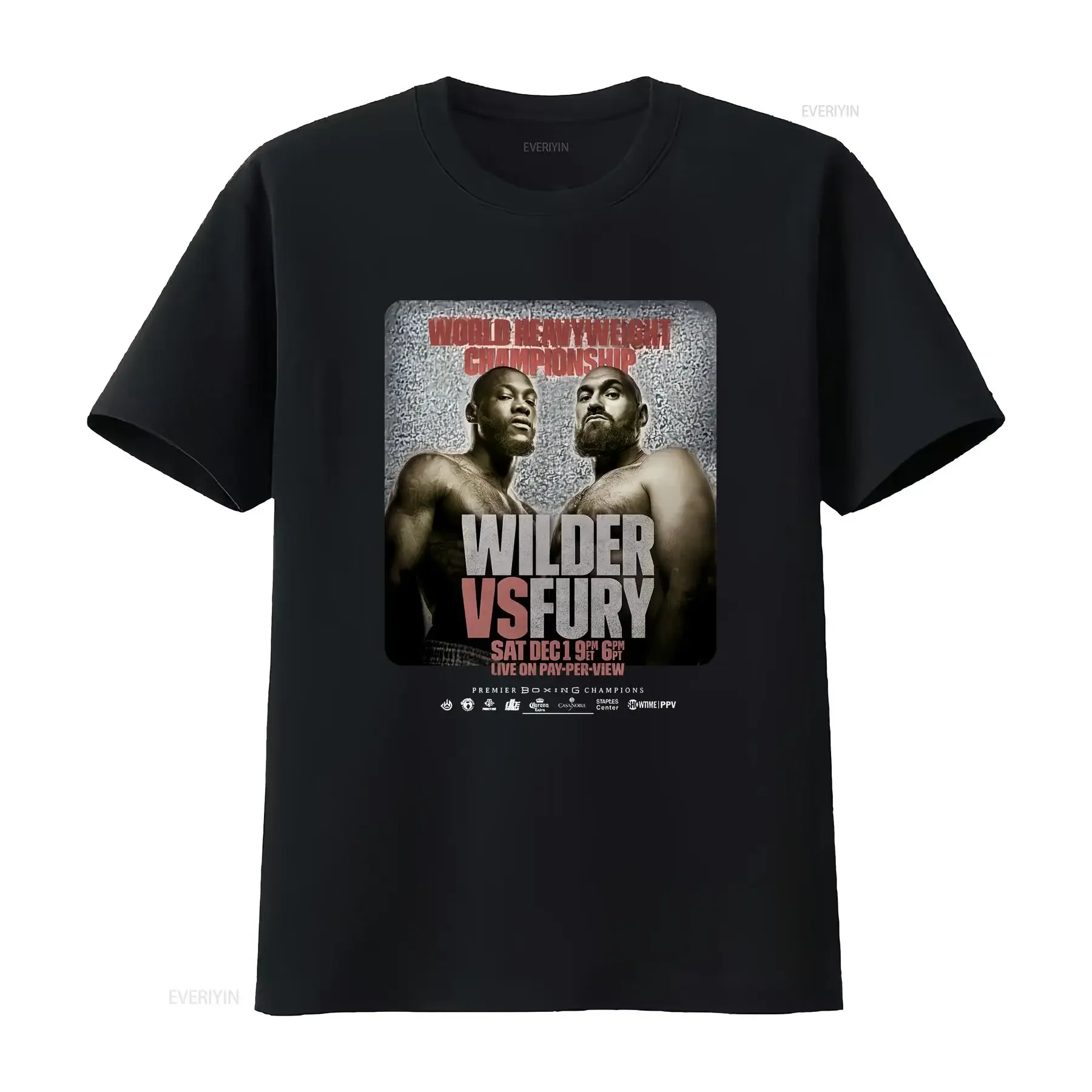 Wilder vs Fury 2018 Mens XL Boxing T Shirt PBC Showtime Heavyweight Champ vintage Washed Stretched Unisex Versatile Comfortable