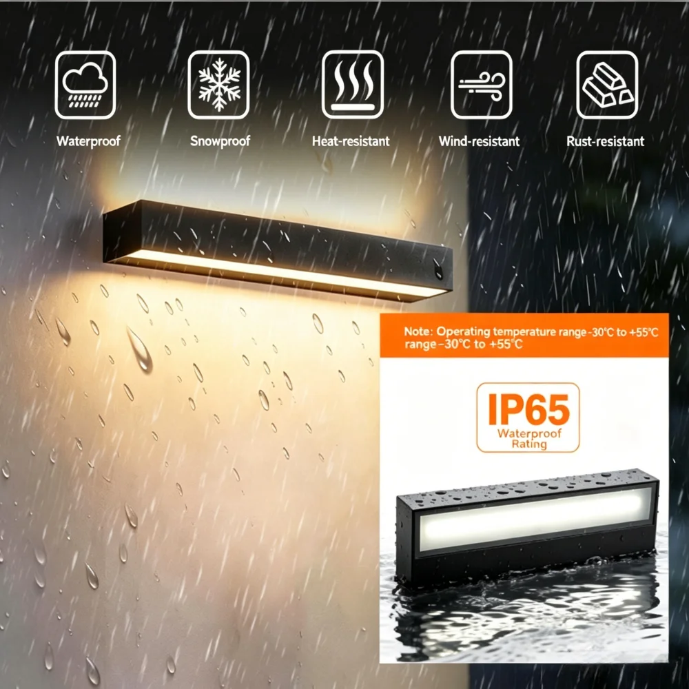 Long Strip Wall Lamp IP65 Waterproof Aluminium Wall Light Courtyard Wall Storefront Entrance Advertising Sign Lighting Fixtures