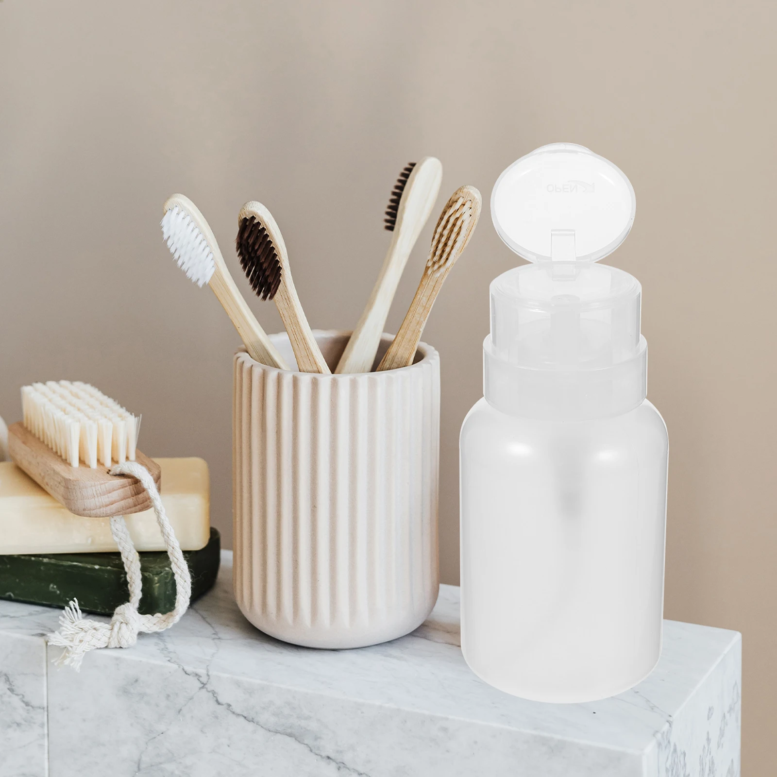 

4Pcs 250Ml Pump Bottles with Press Dispenser Refillable Plastic Bottles for Liquids Makeup Remover Storage Pump Bottle