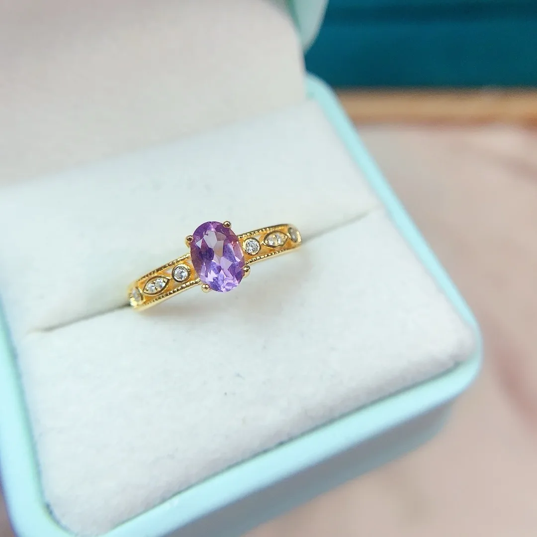 

Дизайнерское кольцо с натуральным аметистом, изготовленное из стерлингового серебра S925 премиум-класса для женщин, роскошные, модные украшения