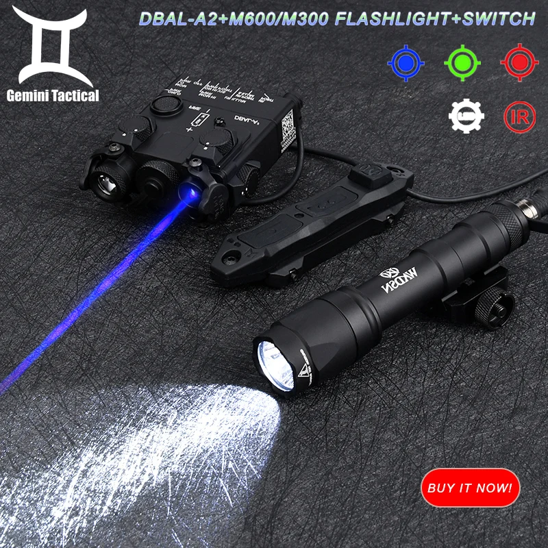 

WADSN Metal DBAL-A2 Red Green Blue Dot IR Sight Light Laser Set M300 M600 Hunting Flashlight Dual Function Pressure Switch