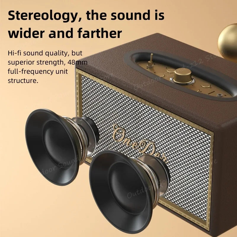 Oneder D6 40W High Power Retro Bluetooth Wireless Speakers Classic Style Nostalgic Wooden Portable Audio Subwoofer Outdoor Sound