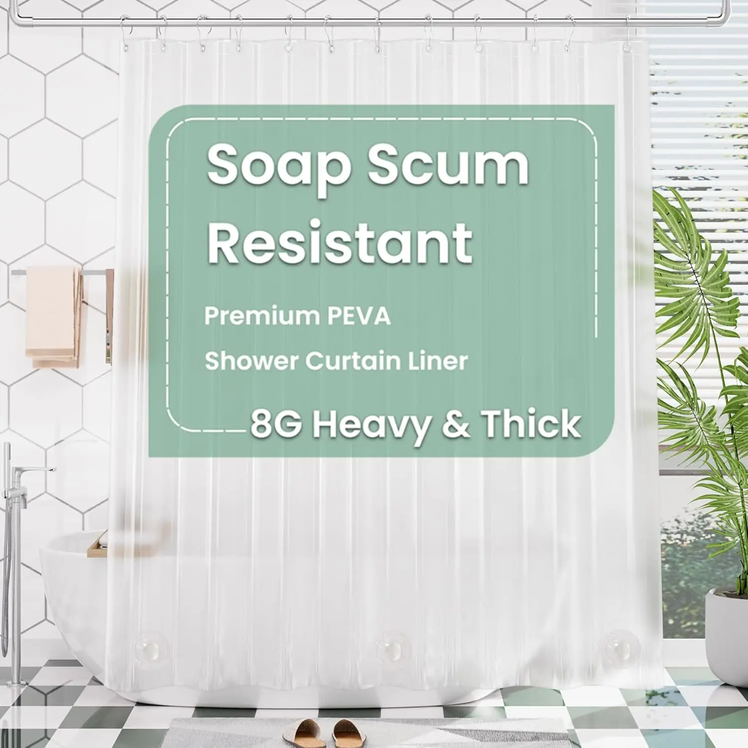 

Матовая пластиковая занавеска для душа 72x72 дюйма, прочная занавеска для душа, водонепроницаемая, толстая занавеска для душа PEVA для ванной комнаты с