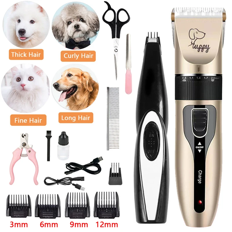 Pet Electric Scissors Kit Cat Dog Hair Prune Machine Professional Shearing Tool Kit Animal Beauty Electric Clipper Trim Foot Hai