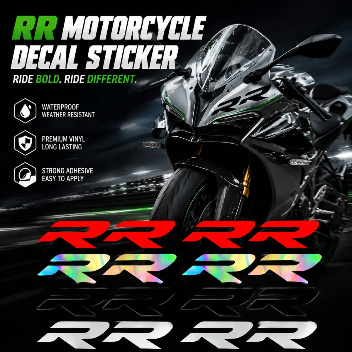RR Sticker For  R Cup 125 50 ZX 6R 10R CBR150R CBR600RR R15 R3 R6 GSX R150 R750 GS 1000RR 1200RR1300RR GSX R Decal