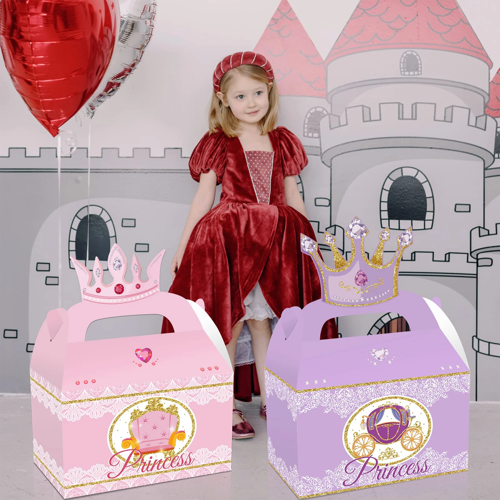 12pcs Little Princess Crown Gift Box Princess Theme Party Candy Snacks Candy Box Birthday Party Gift, Holiday Gift