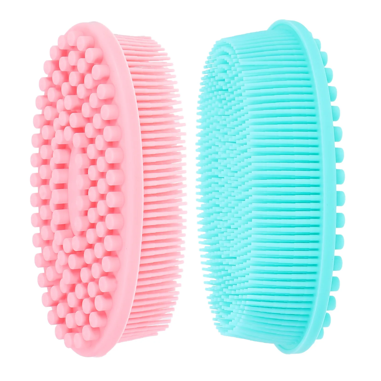 

2Pcs Sensory Training Tactile Bath Brush Dual-Sided Soft Silicone Scalp Massager Shampoo Body Scrubber for