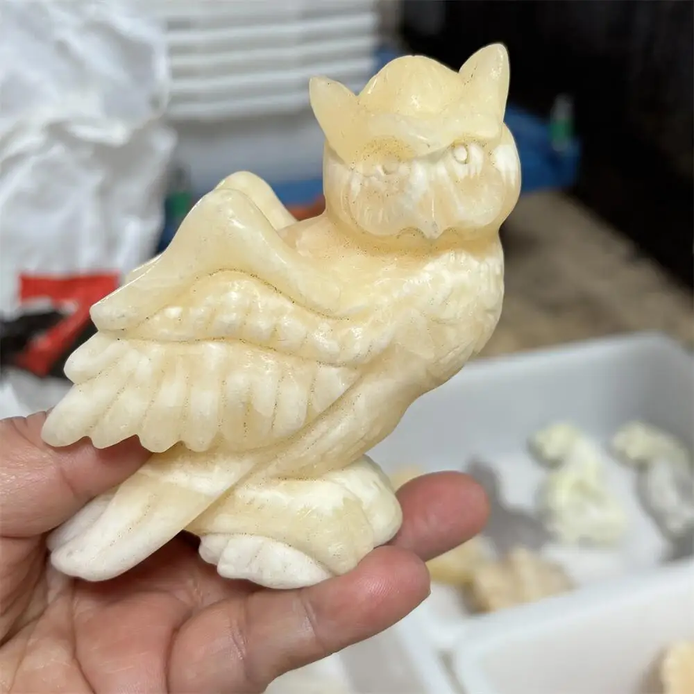 1PCS Natural Yellow Quartz Owl Animal Carving - Polished Reiki Healing Fengshui High-Quality Room Decor Energy Gift