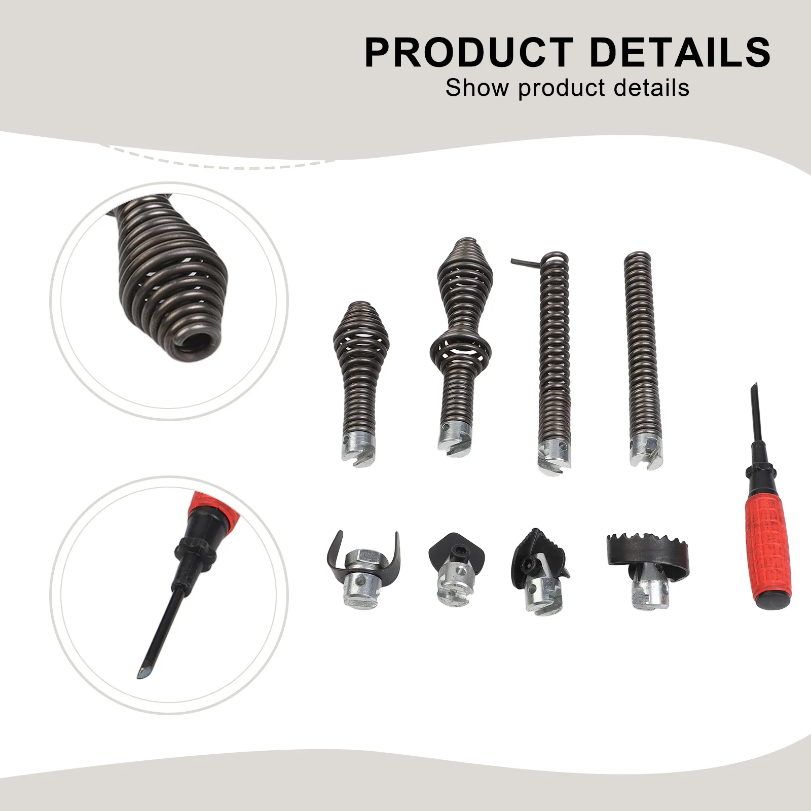 9pcs Manganese Steel Drain Cleaner Auger Set For For Ridgid For C8 Pipe Dredging Machine Accessories Plumbing Tool Kit view 2
