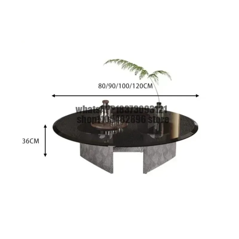 Italian Light Luxury Tempered Glass Coffee Table, Modern Home Dining Table, Creative and Simple Round Table Room Decor