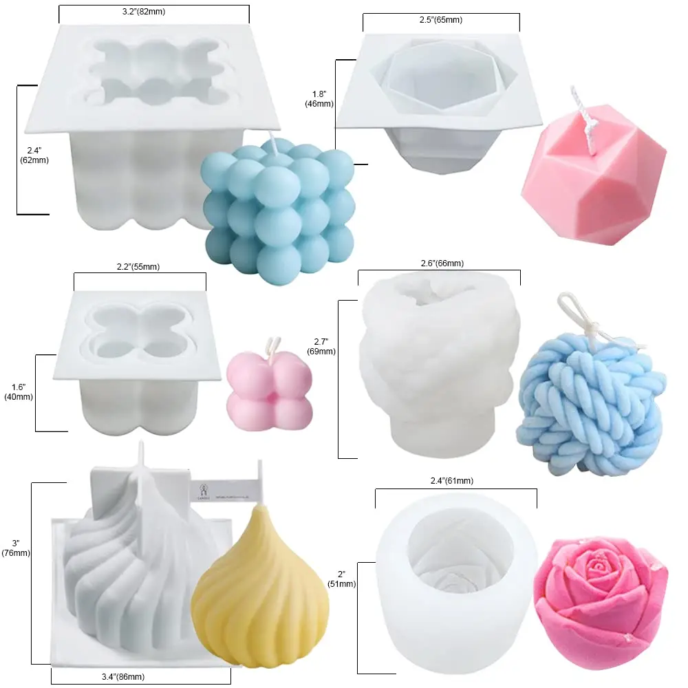 3D Rotating Column Candle Silicone Suit Shape Geometric Wave Candle Wax Shape DIY Abstract Art Soaps Resin Gypsum Mold