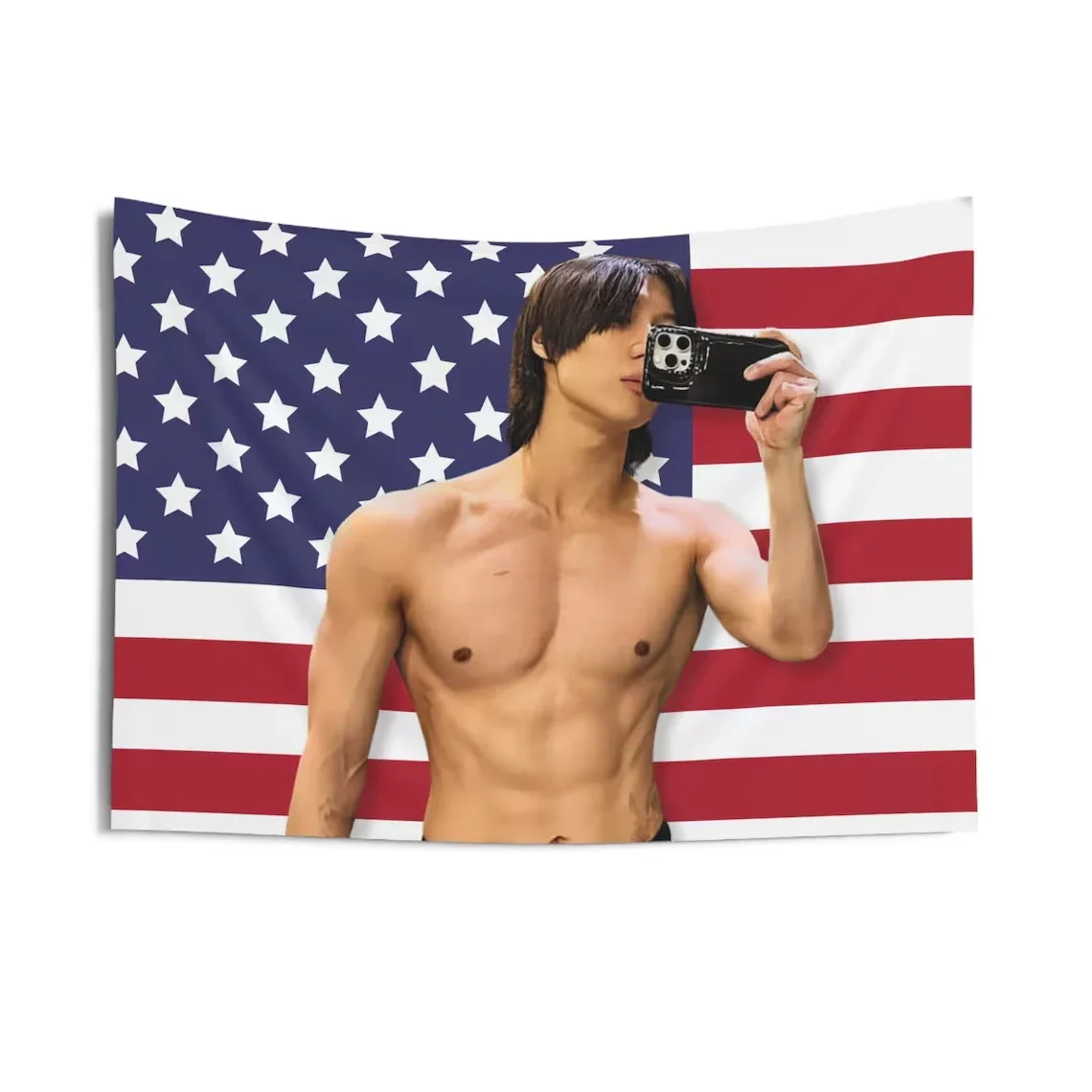 SHINEE Taemin Gym Selfie Flag Banner, Shinee Taemin Kpop American Flag Tapestry, Shinee Kpop Merch Decor, Gift Ideas for Shawol