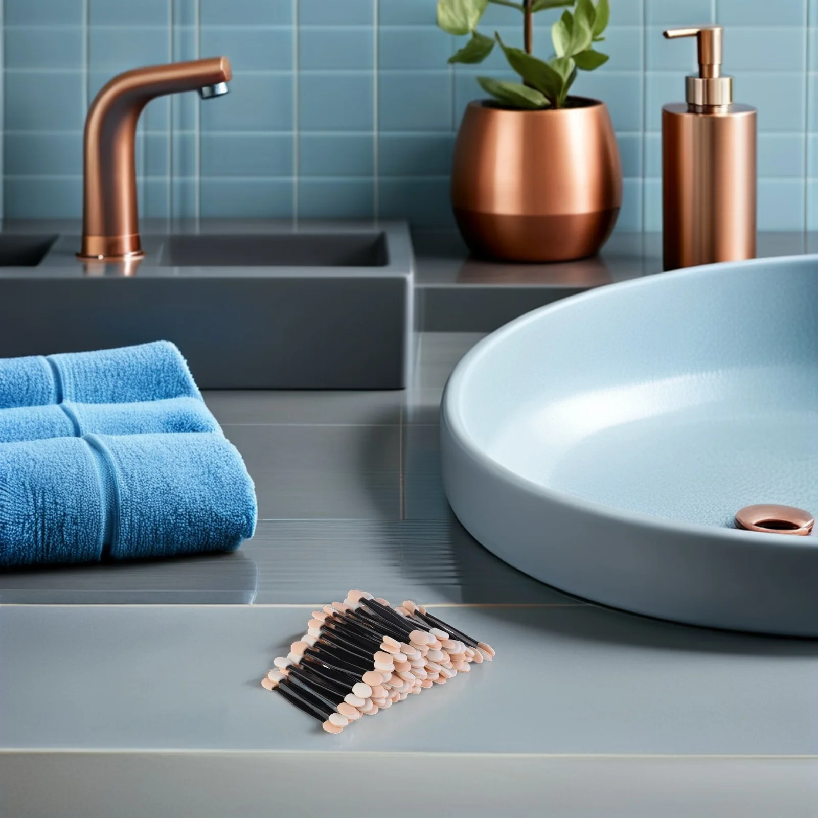 50 pennelli per ombretto usa e getta, applicatori in lattice a doppia estremità, strumenti per il trucco monouso puliti per la notte di ballo di fine anno, festival di nozze