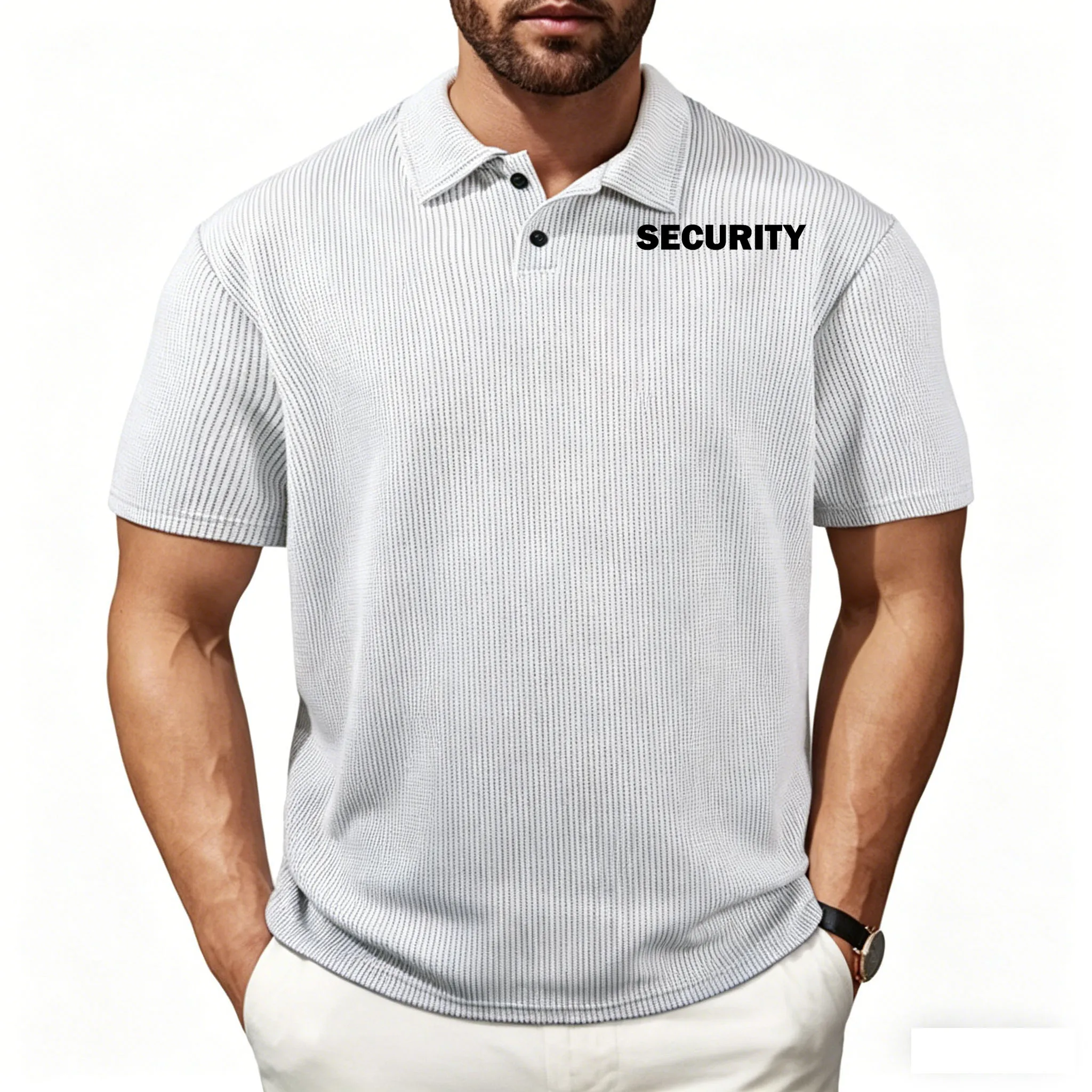 Versatile Top Polo Shirt Men Quality Security print Summer Short Sleeve Polo Casual Business Social Mens Lapel T-shirt
