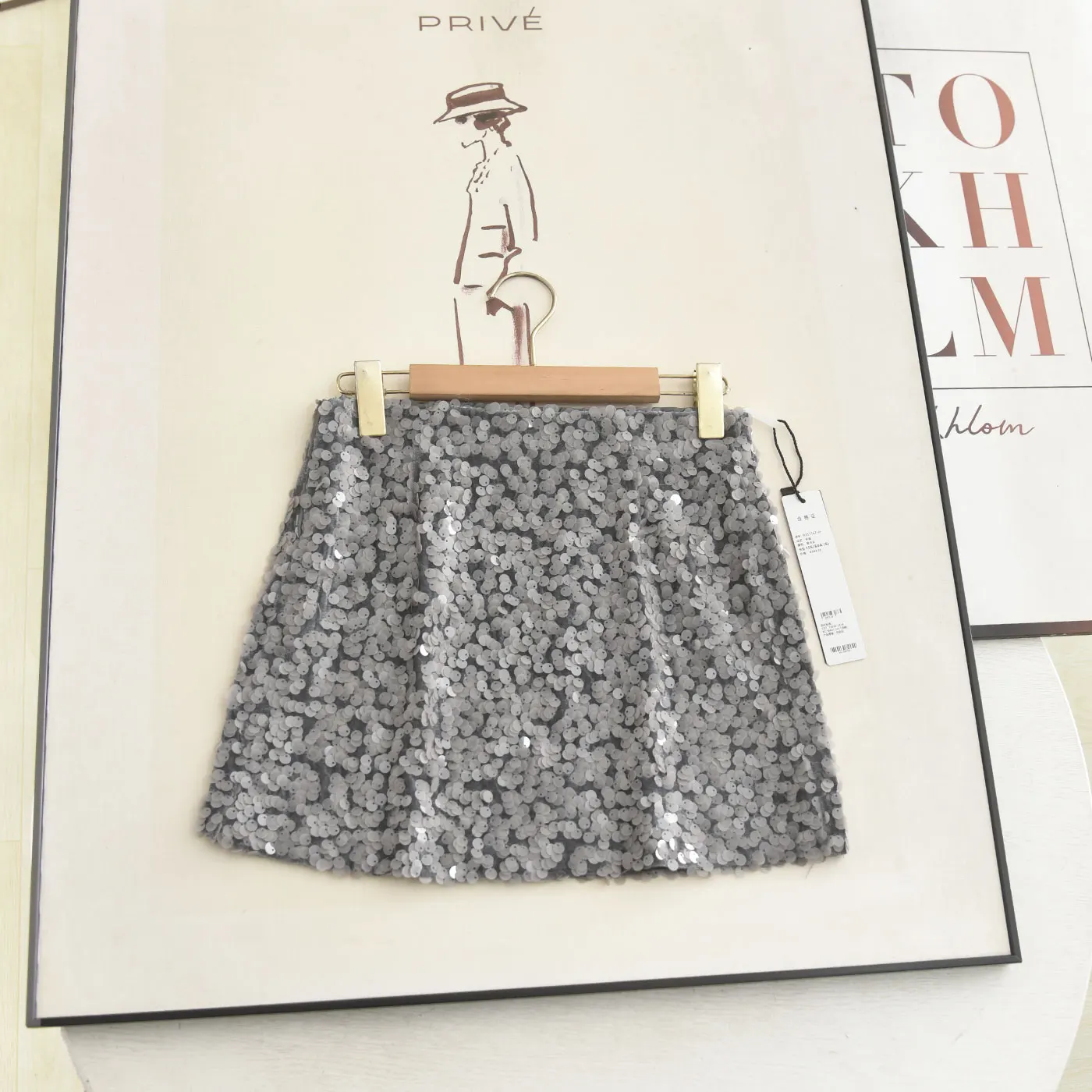 

Xiao Ai's Spring 2026 High Waist A-Line Skirt Slimming Versatile ey Sequin ort Skirt Casual Sle Everyday Wear