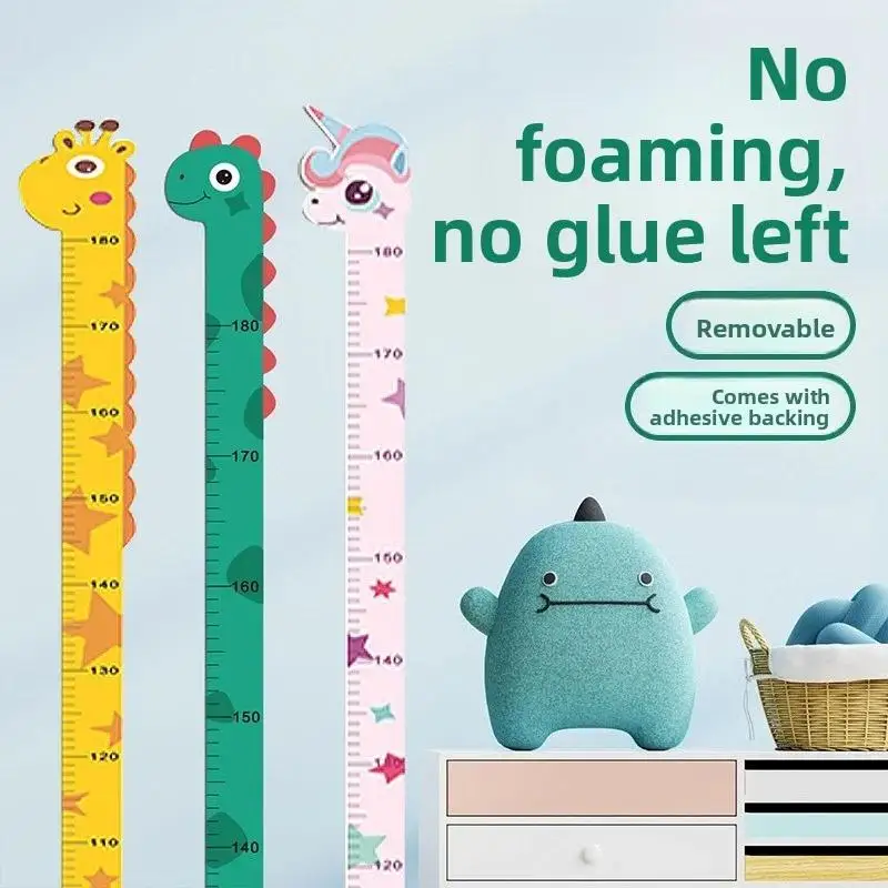 Cute Cartoon Height Sticker Dinosaur Giraffe Wall Height Measuring Ruler Stickers For Kids Room Kindergarten Decor