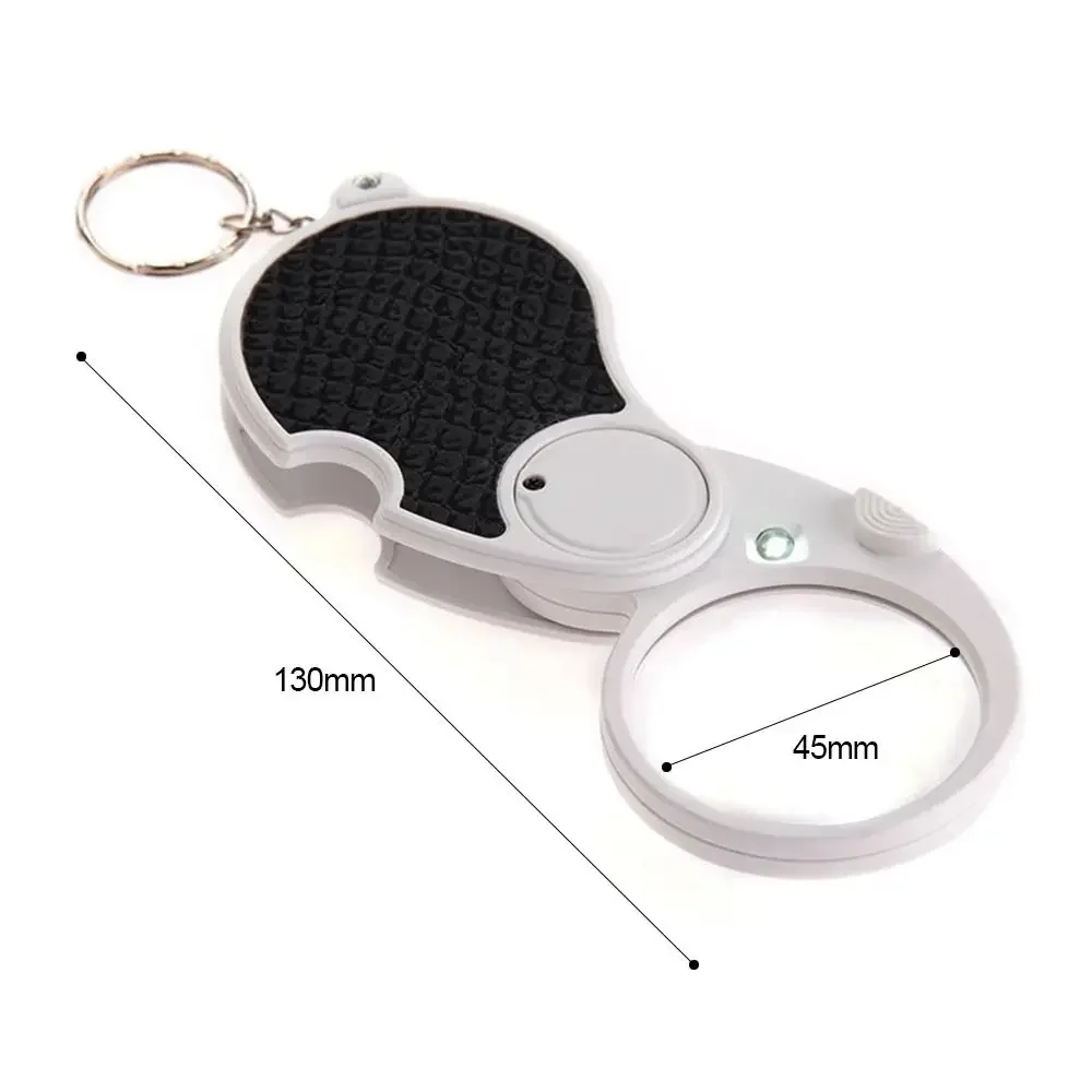 New 5X Portable Folding Key Ring Mini Magnifier Key Chain with LED Lamp Magnifying Durable Glass Loupe Pocket Tool Holiday Gift