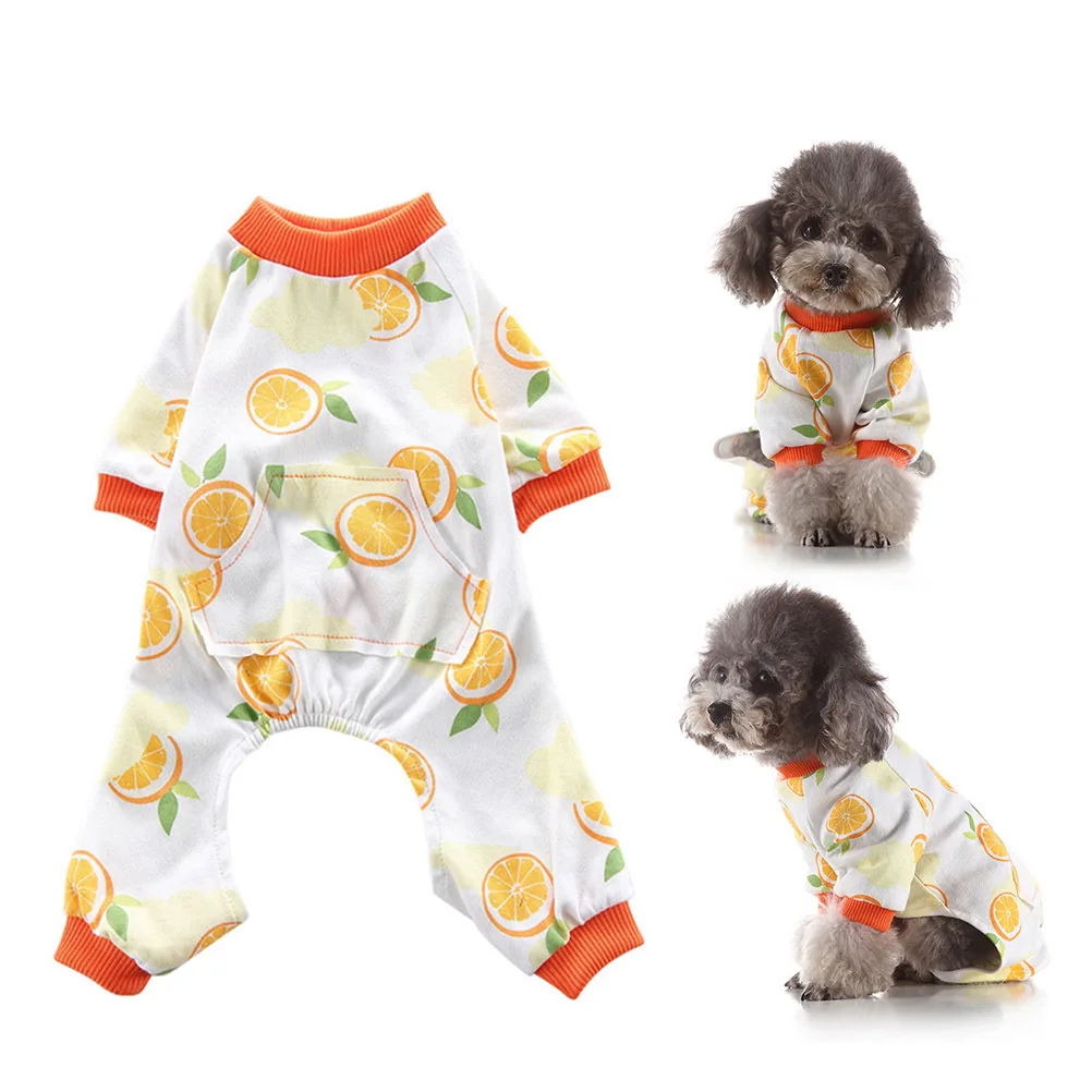 

Orange Pattern Pet Pajamas Warm Autumn Winter Dog Clothes Cotton Soft Puppy Home Costume Size Xl Lightweight Comfortable