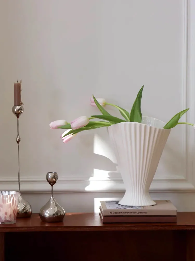 Ahunderjiaz-Ceramic Flower Vase for Home Decoration, White Styling Container, French Style, Hydroponic, Light, Luxury