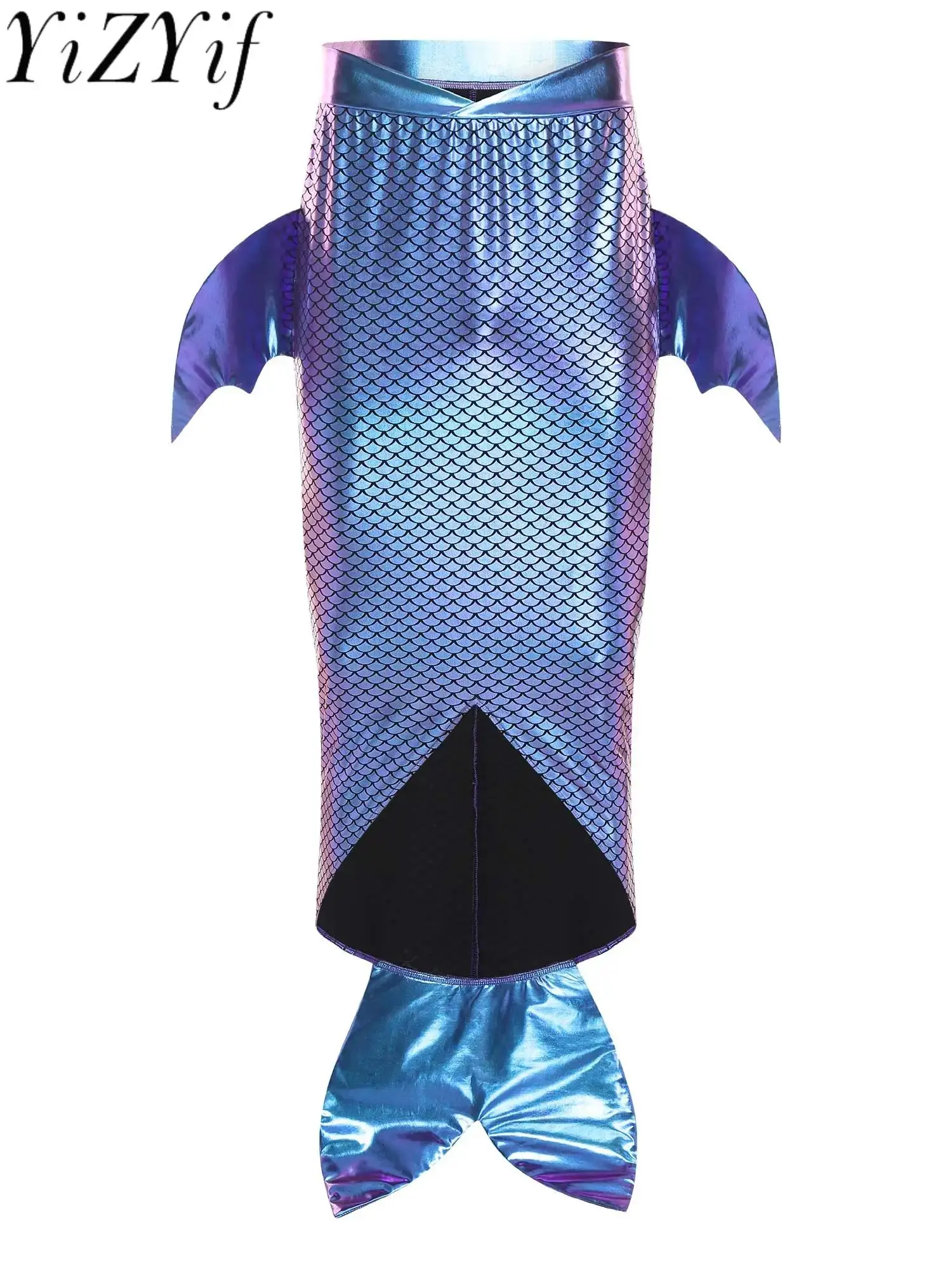 

Men Siren Mermaid Cosplay Skirts Halloween Aquarium Performance Mermaid Fish Scale Printed Skirt Carnival Festival Beachwear