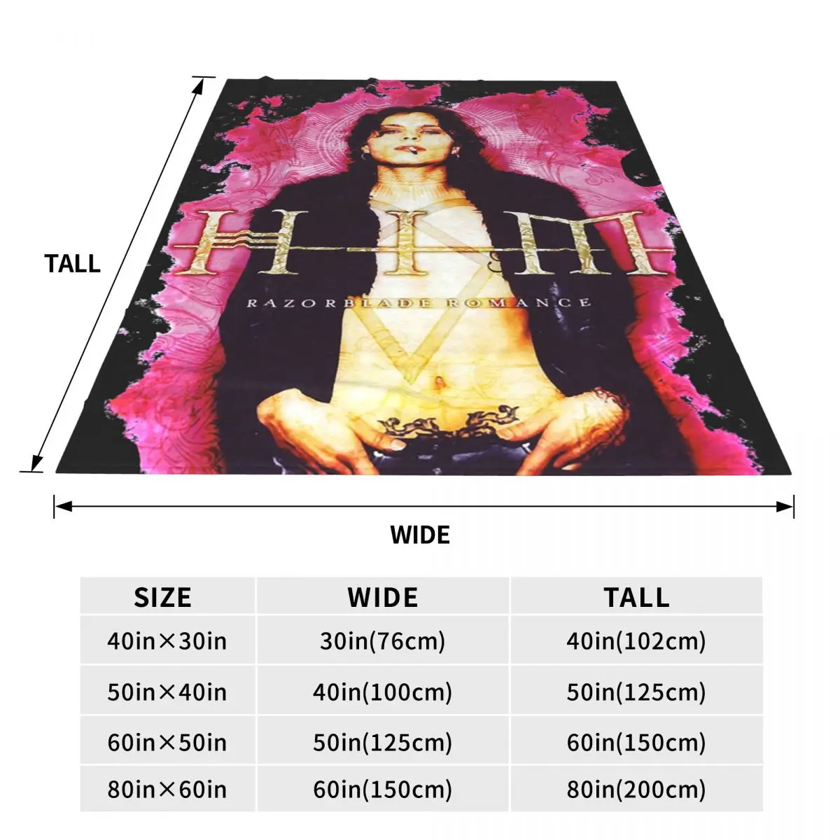 Him Band Vv H I M Him Ville Valo Razorblade Romance Smoke Blanket Soft Warm Flannel Throw Blanket Cover Bed Travel Home Couch