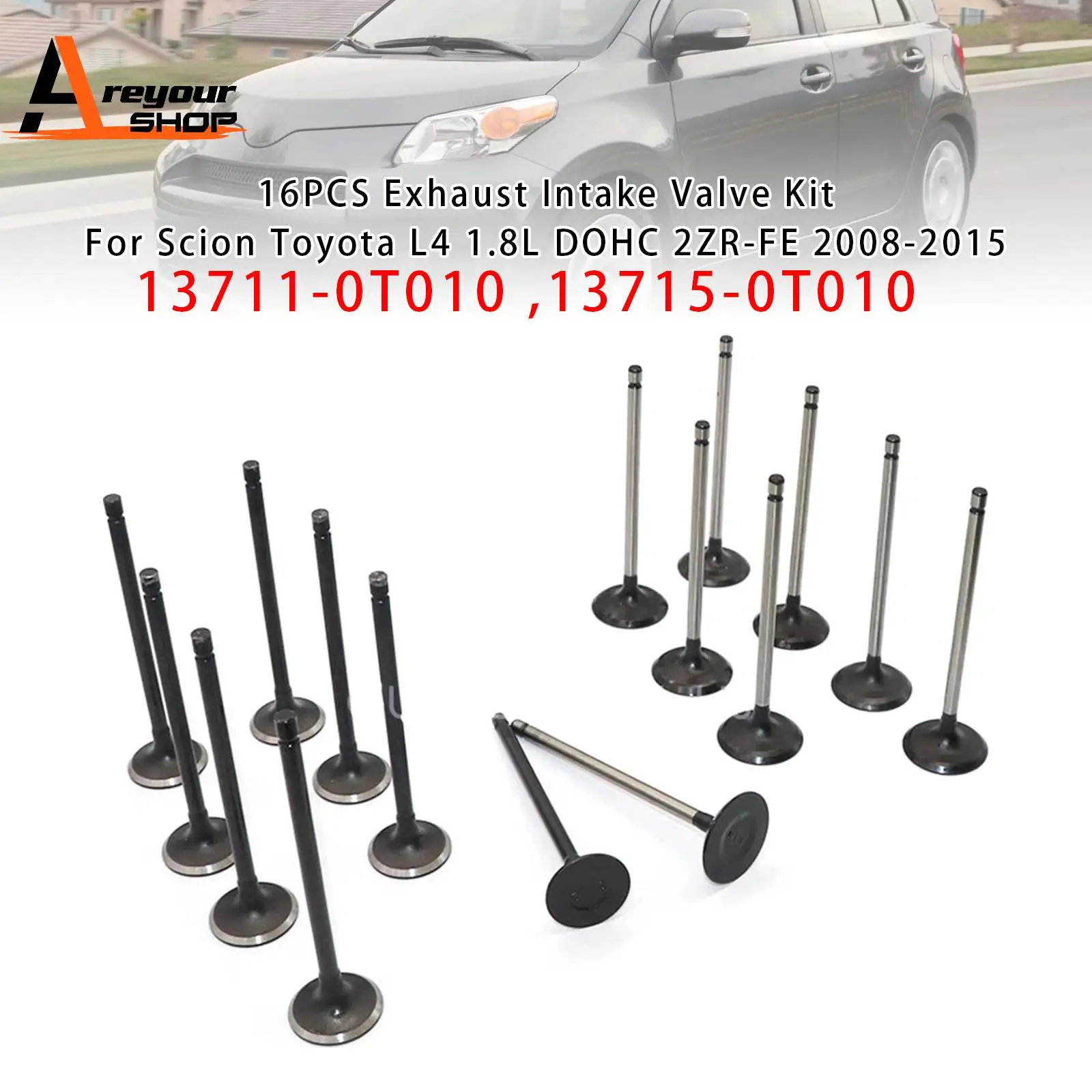 

Комплект выпускного впускного клапана, 16 шт., для Scion Toyota L4 1.8L DOHC 2ZR-FE 2008 2009 2010 2011 2012 2013 2014 2015