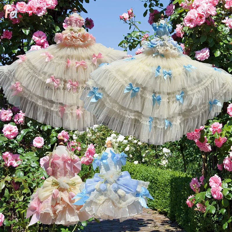 

Dog clothes tulip garden lolita gown detachable cute outfit for party wedding holiday Christmas pet costume Dresses for dogs
