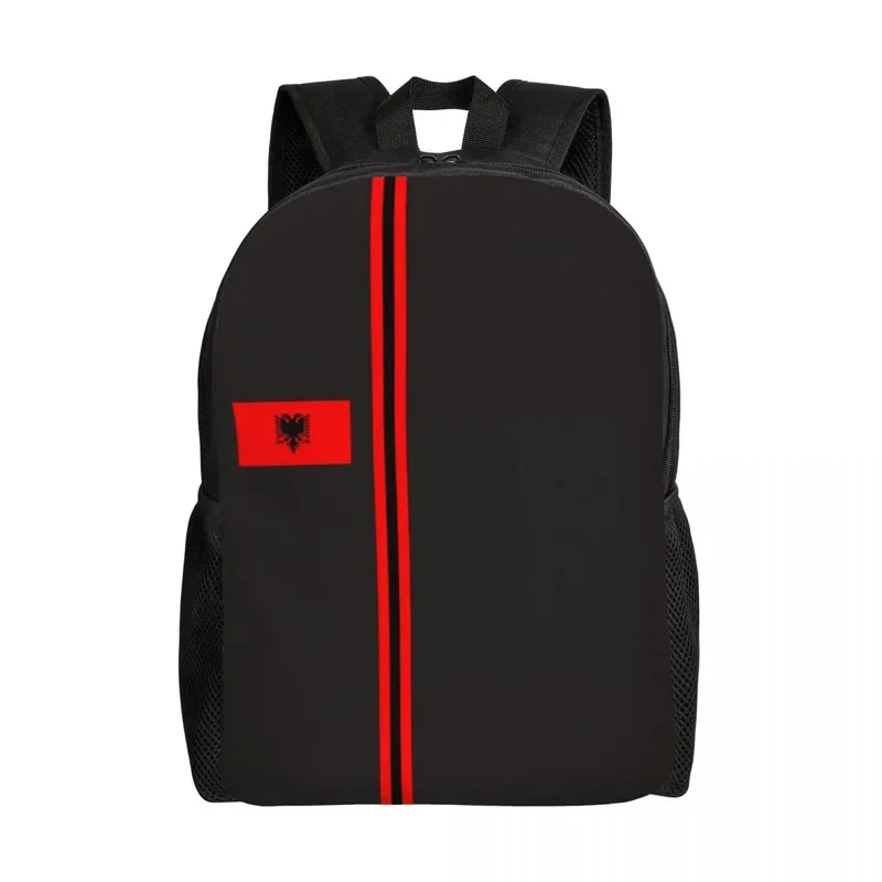 Albania Flag Stripe Laptop Backpack Women Men Casual Bookbag for College School Student Albanian Patriotic Bags