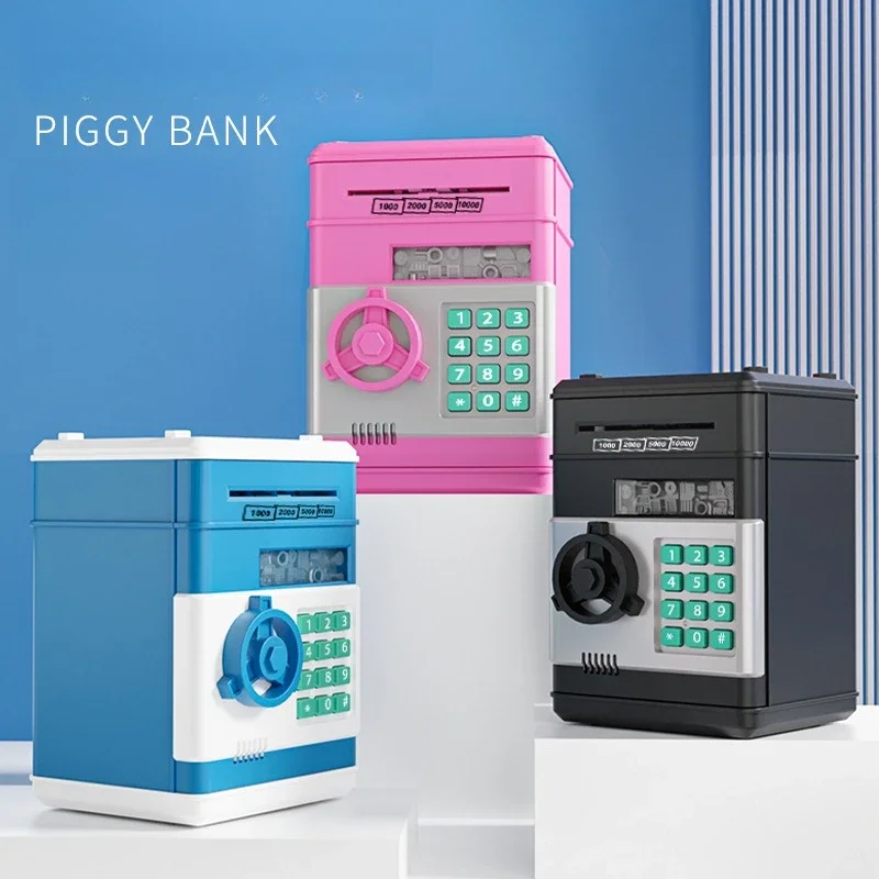 Creative Piggy Bank Automatic Mini Safe Coins Cash Saving Money Box Password Counter Code Key Lock Coin Bank ATM Child Gift