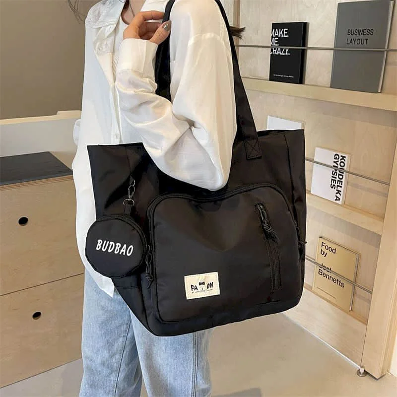 

Canvas Tote Bag Minimalism Reusable Waterrproof Shoulder Bags Casual High-capacity Schoolbag Female Student Handbag for Women