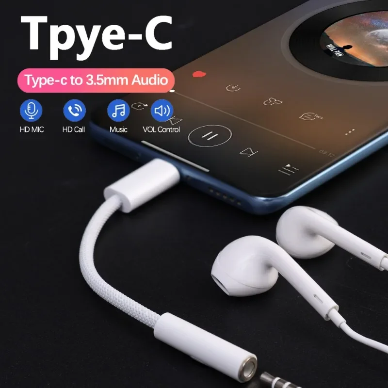 Universal Audio Adapter Type C Male To 3.5mm Female Headphone Converter for Iphone 15/15Pro/15Pro Max/15Plus Xiaomi Samsung