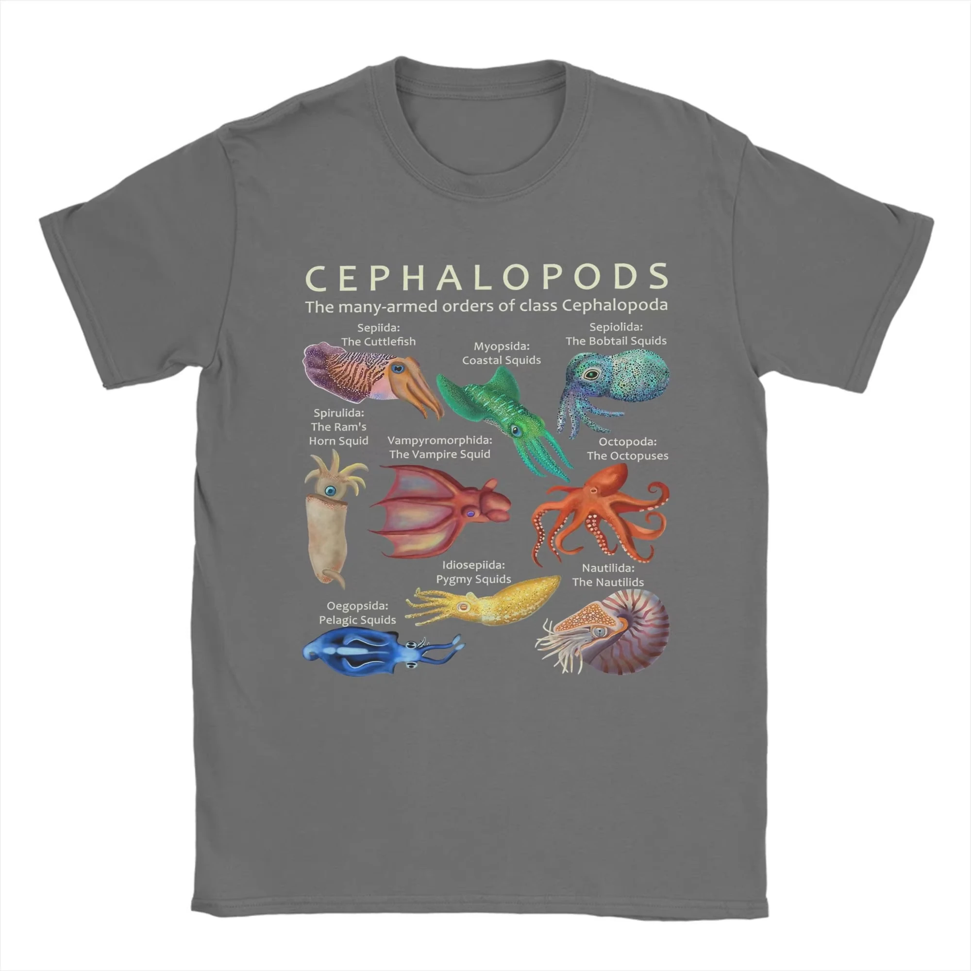 The Cephalopod- الأخطبوط الحبار الحبار و نوتيلوس تي شيرت للرجال القطن الخالص مذهلة تي شيرت الجولة الرقبة تيز القمم فكرة تيز