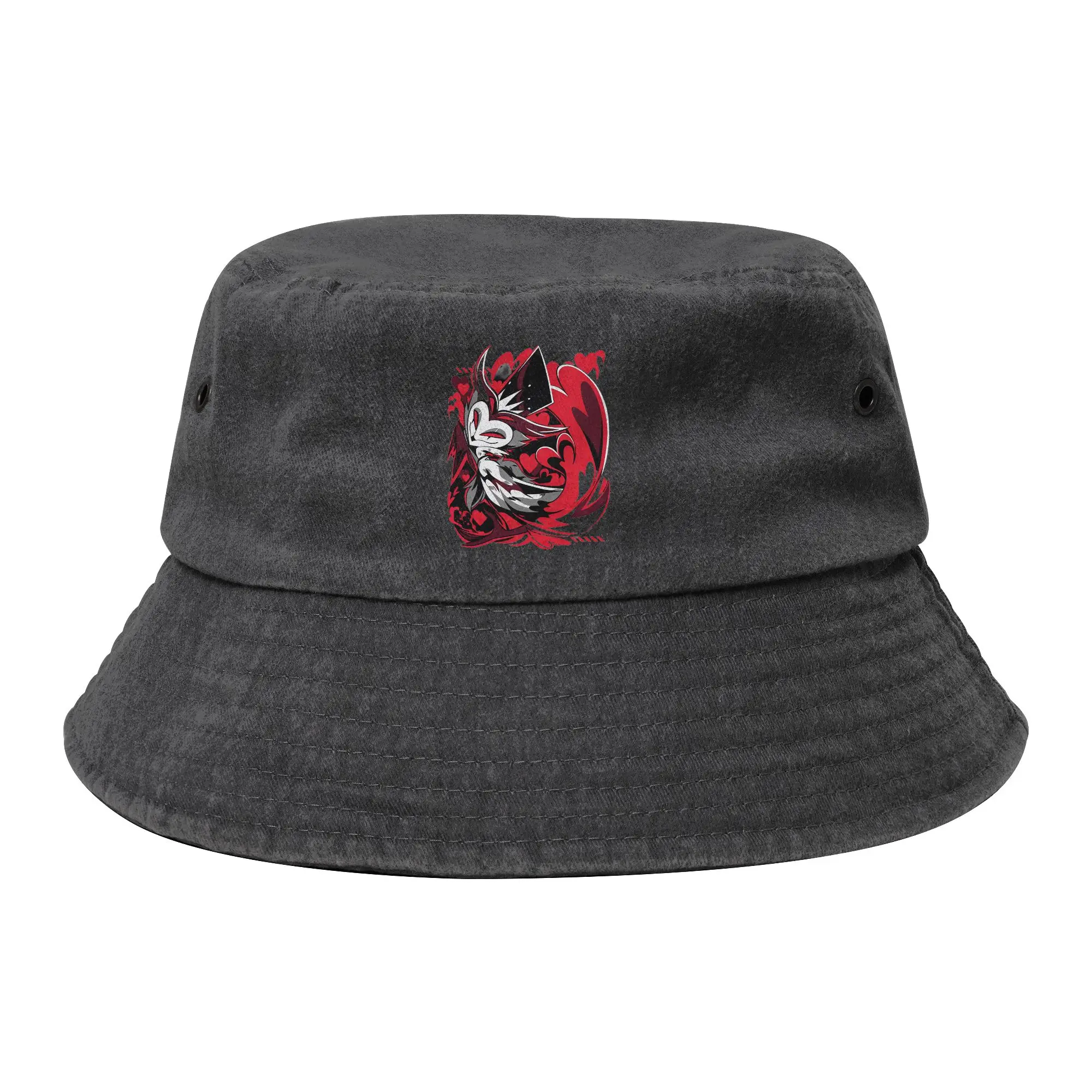 Helluva Boss Stolas Bucket Hat for Women Men Beach Black Comedy Distressed Denim Sun Hat UV Protection for Camping Fisherman Cap