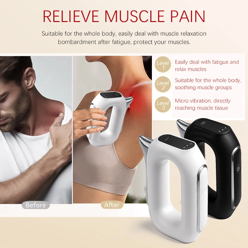 เครื่องนวดไฟฟ้า EMS แบบไมโครเคอร์เรนท์ พร้อมระบบสั่นสะเทือน ขูดผิว นวดเนื้อเยื่อลึก บีบอัดกล้ามเนื้อ ผ่อนคลายกล้ามเนื้อ นวดตัว