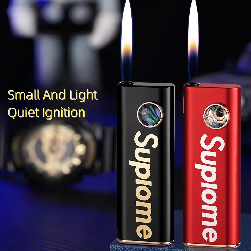 Chao Brand Cat\'s Eye Open Flame Inflatable Lighter Aluminum Shell Compact Silent Battery Ignition Cigarette Lighter