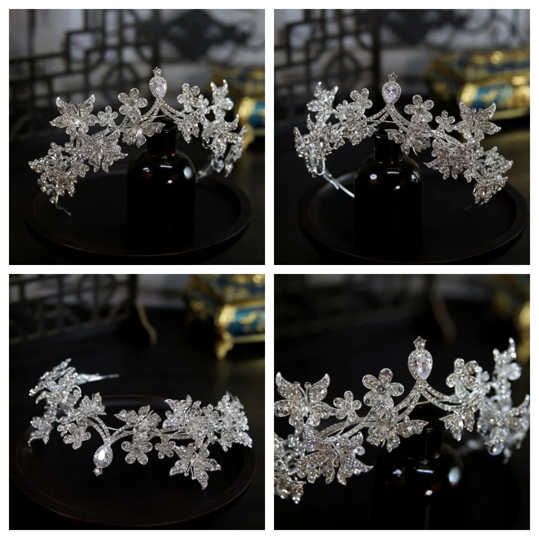 

CC Simple Crown Butterfly Bridal Tiara Graceful Wedding Headpiece Hair Accessories Premium Jewelry For Women Party Headband