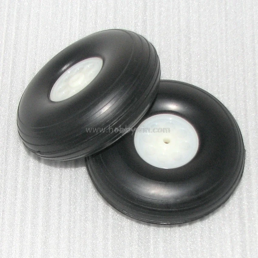 Roues en caoutchouc PU D127 * dia 5 * H46mm, avec moyeu en plastique traité, 2 pièces, pièces de train d'atterrissage d'avion modèle RC