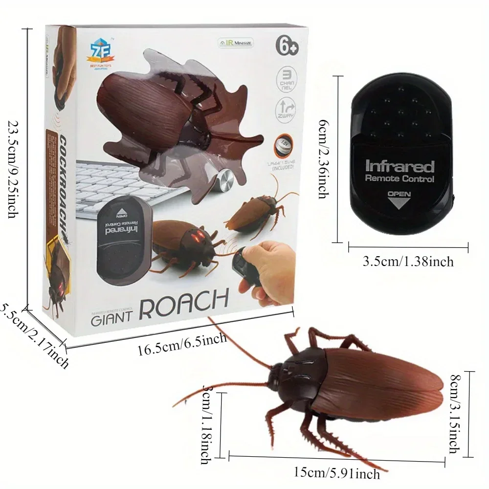 Electronic Animal for Cat,Electronic Realistic Fake Bug Glowing Eyes Cockroach Toy,Prank Jokes Remote Control Fake Cockroaches